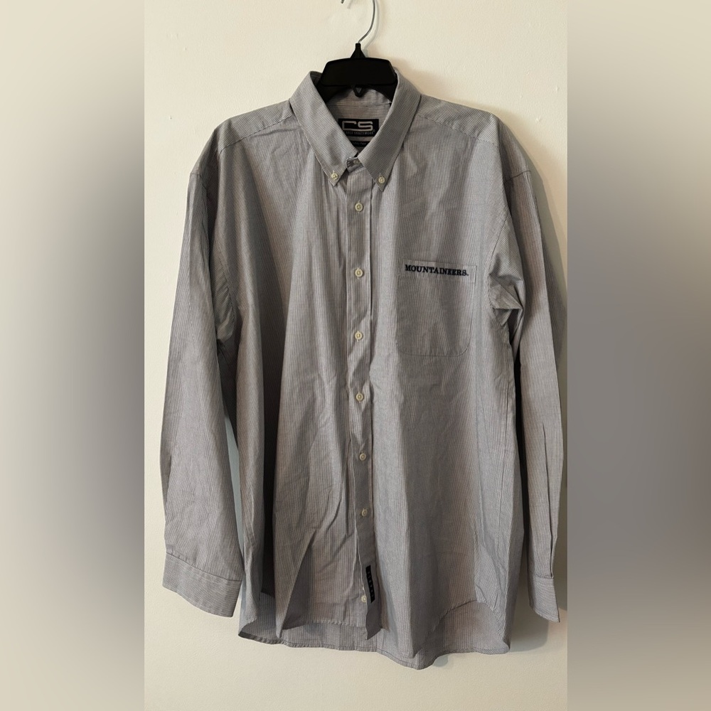 Crable Sportswear Blue White Long Sleeve Oxford WVU Casual Button Down Shirt XL